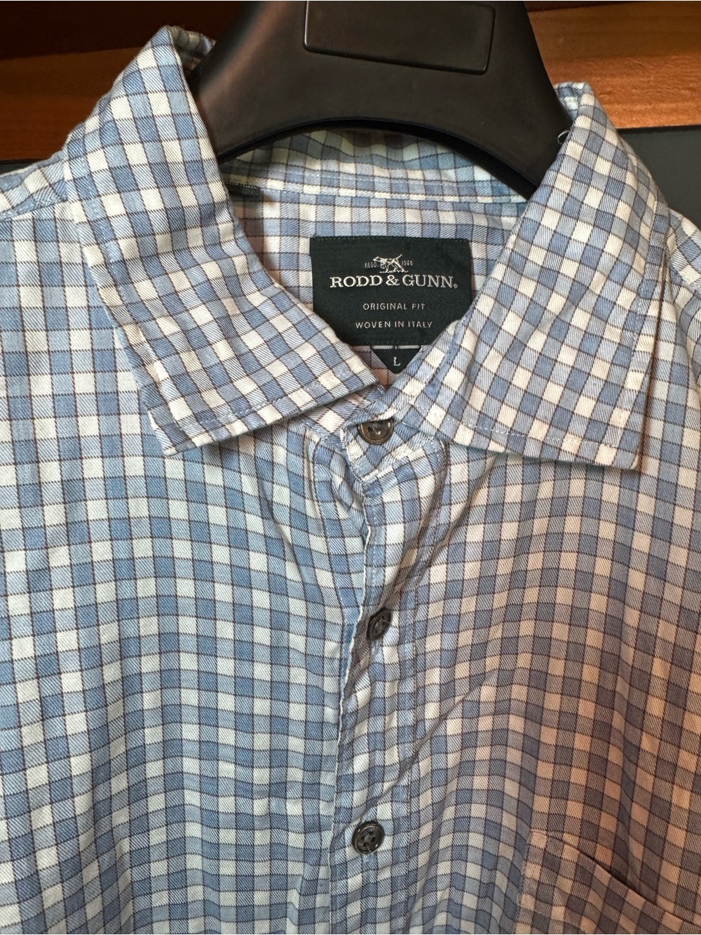 Rodd & Gunn Blue and White Checked Cotton Button-Down Shirt